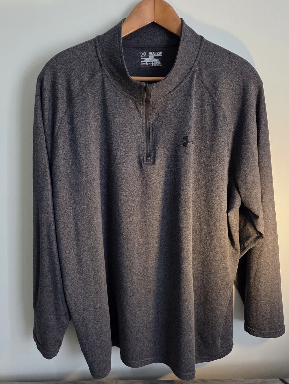 Under Armour HeatGear 1/4 Zip Pullover Mens 2XL Black Heather Golf Running Top